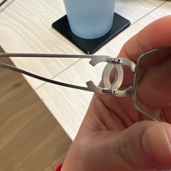 Chanel CC Logo Rimless Sunglasses / Glasses Y2K Crystal Logo Silver Frame - Picture 6 of 12
